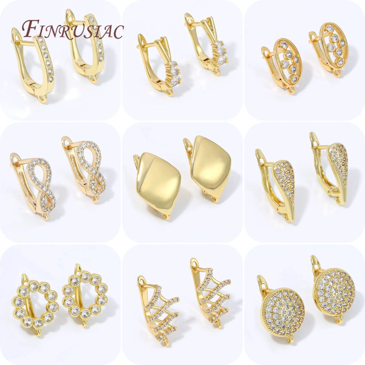 18K Gold Plated Twisted C Hoop Earring Findings | 3 Loop DIY