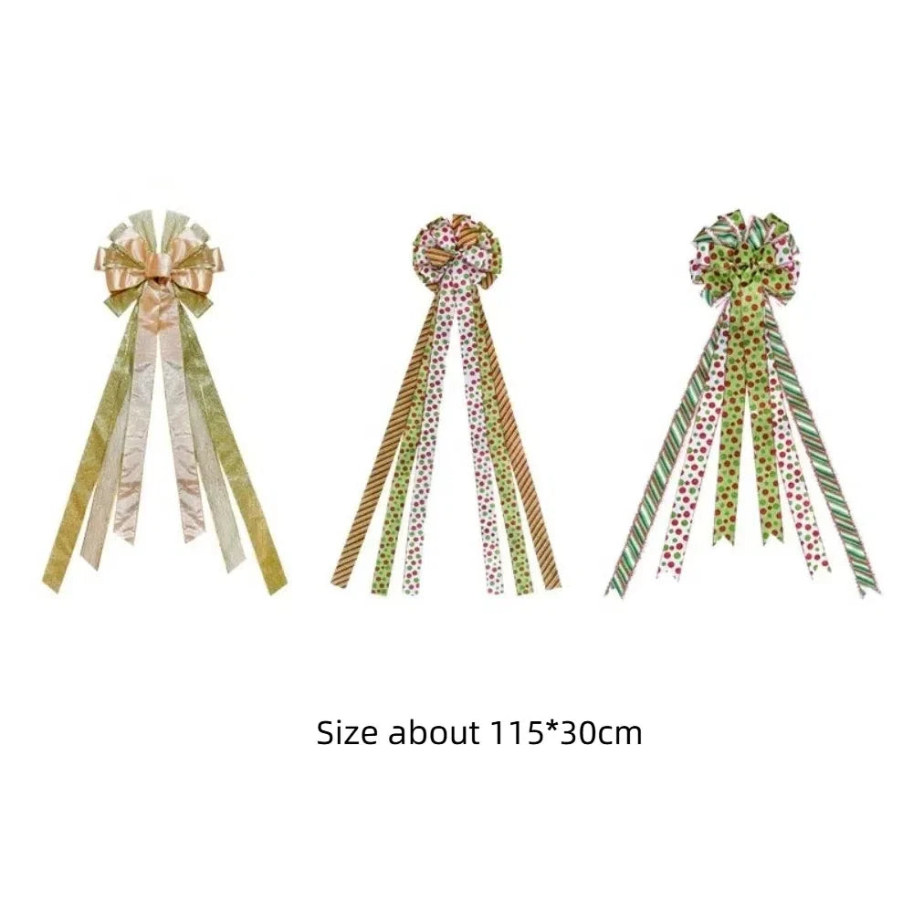 Large Christmas Bow Tree Topper – Red & Green Polka Dot