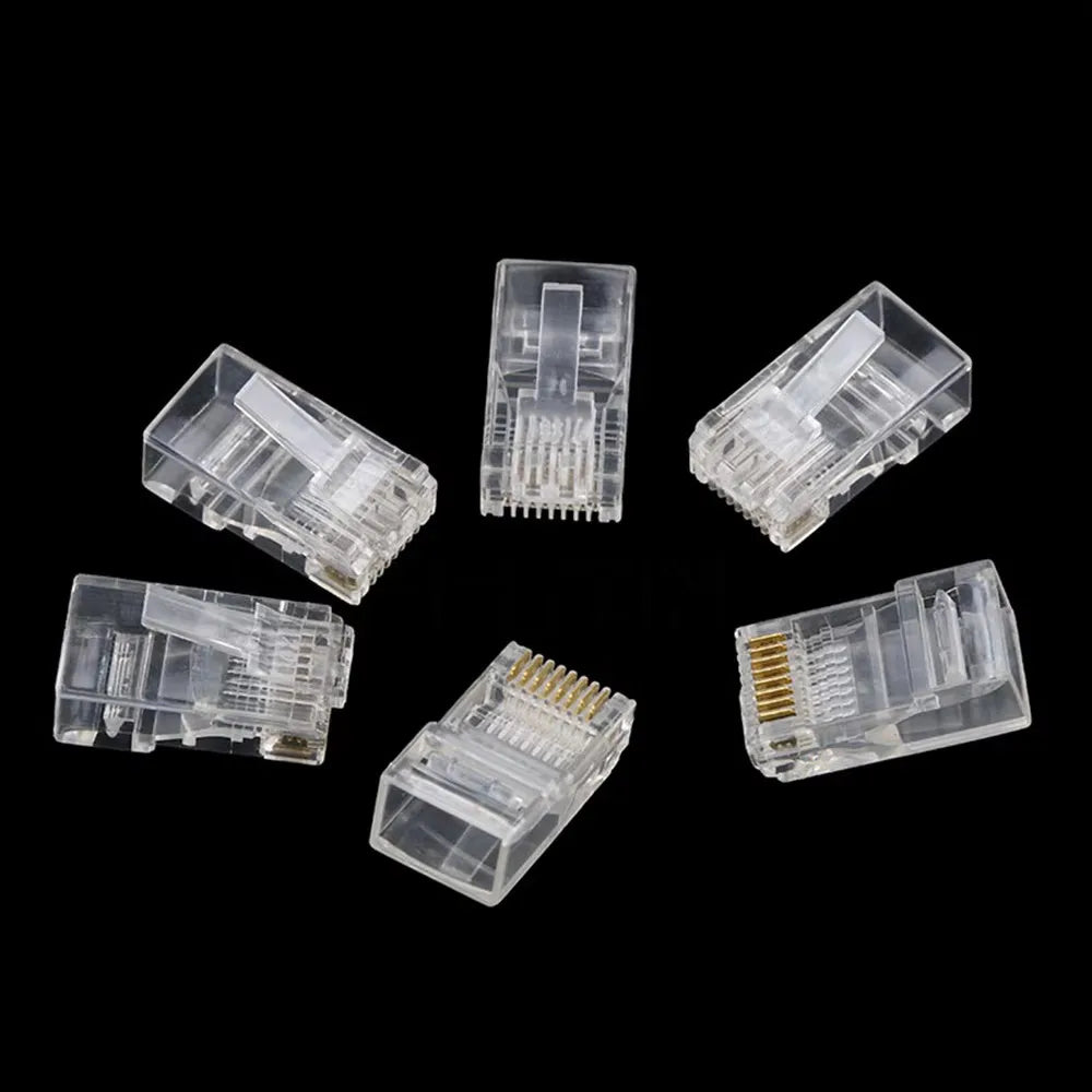 RJ45 Crystal Plugs 50/100 Pack – Cat5 Cat5e Cat6 8P8C Connectors