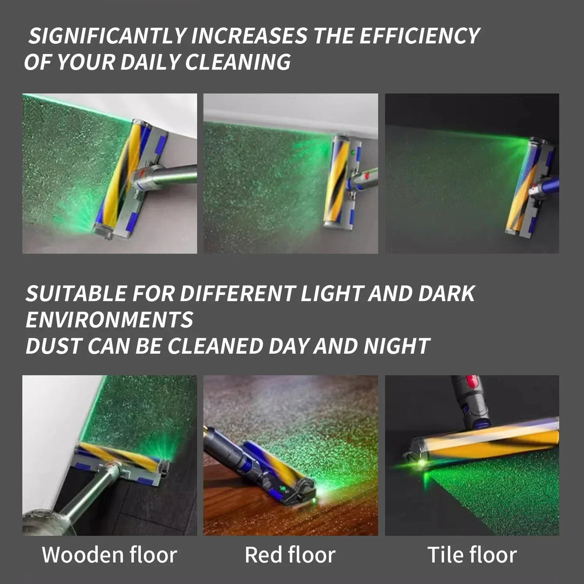 Vacuum Dust Reveal LED Light – USB Rechargeable Green LED