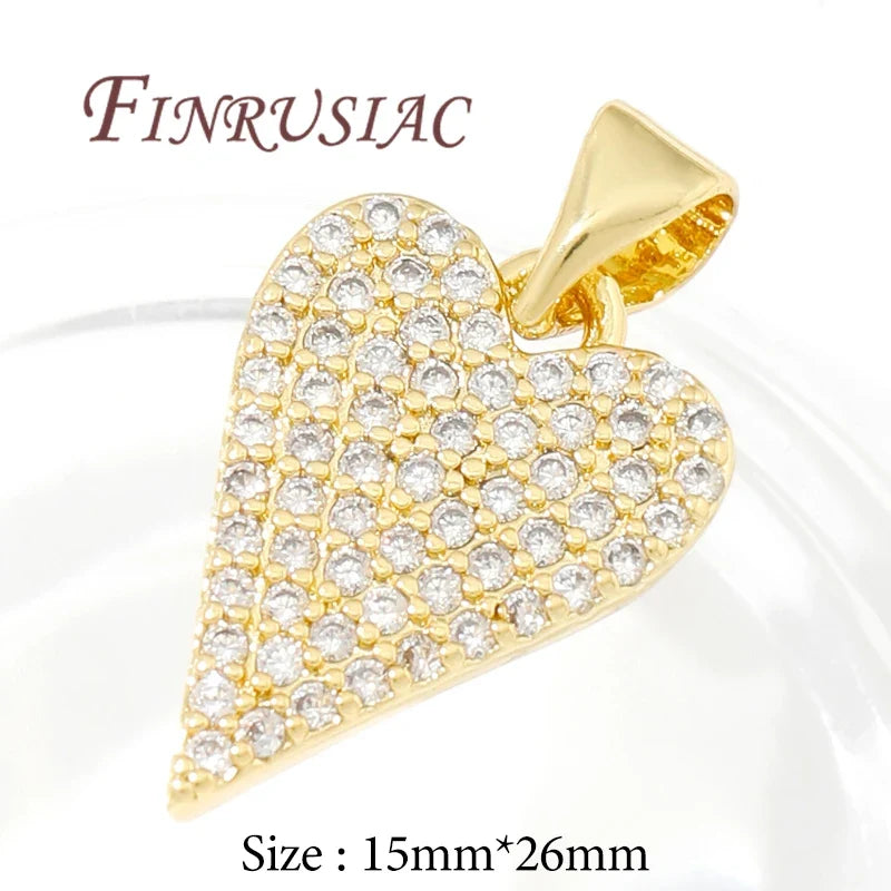 18K Gold Plated Zircon Charms – Sun Heart Star Pendants DIY