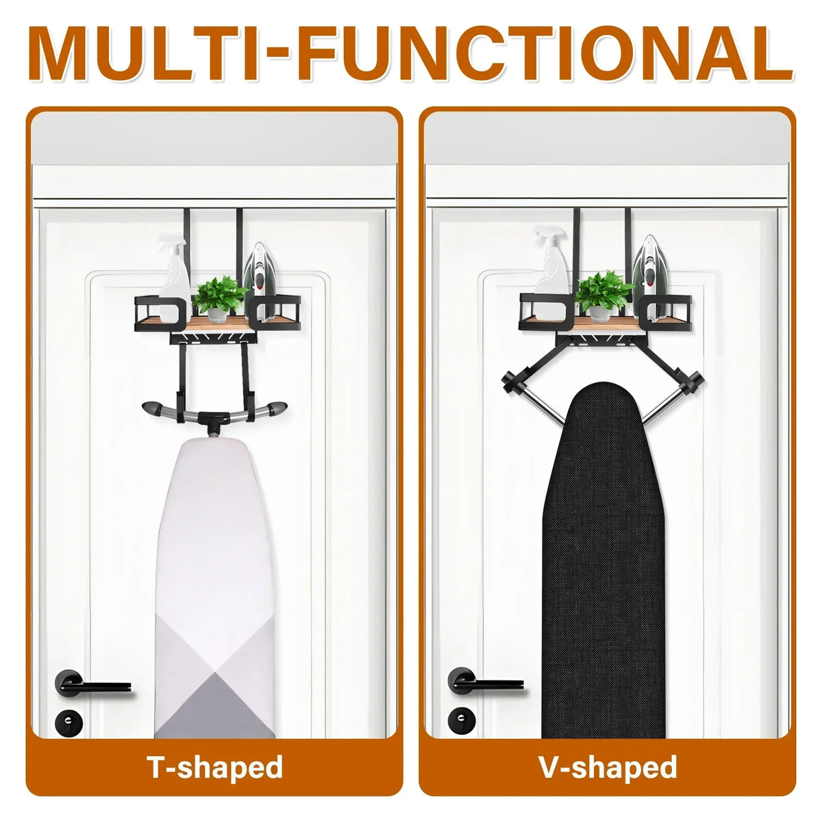 Wall Mount Ironing Board Holder – T & V Shape Storage Rack