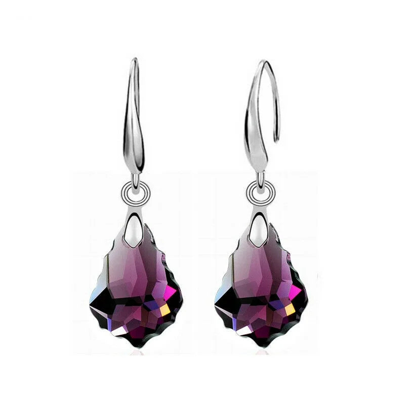Purple Crystal Drop Necklace & Earrings Set | Nixie Jewelry