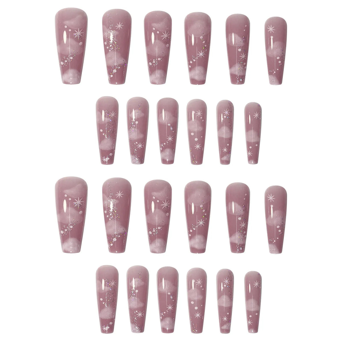 Ballet Cloud False Nails Nude Pink L – Glass Rhinestone Tips