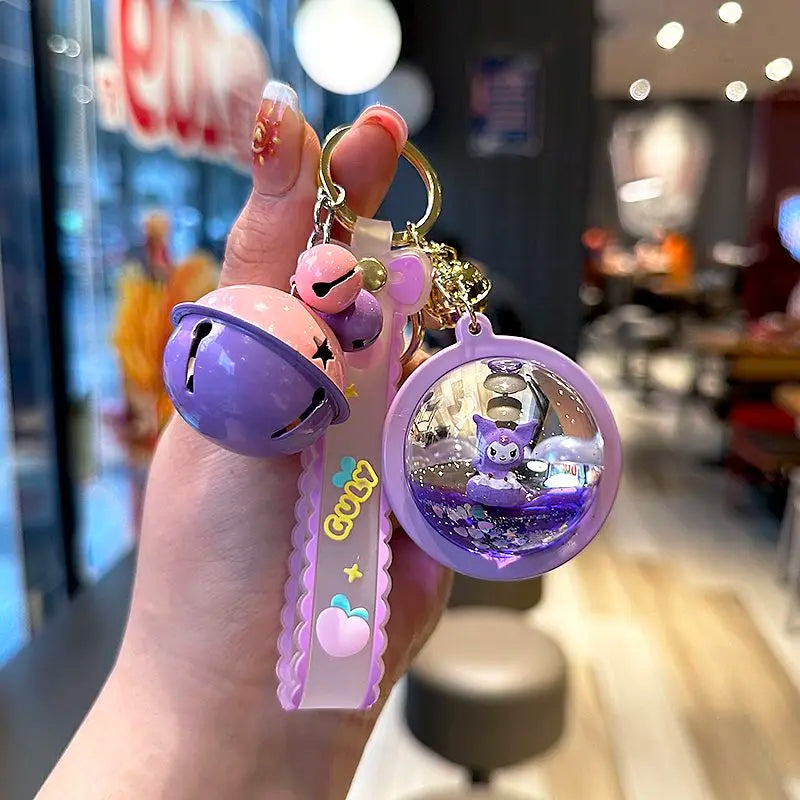 Sanrio Kuromi Hello Kitty Liquid Sand Keychain | Anime Charm