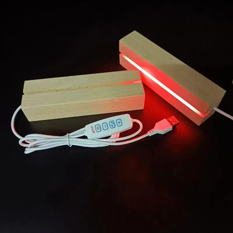 LED Wooden Night Light Base USB Powered for Glass & Resin Art