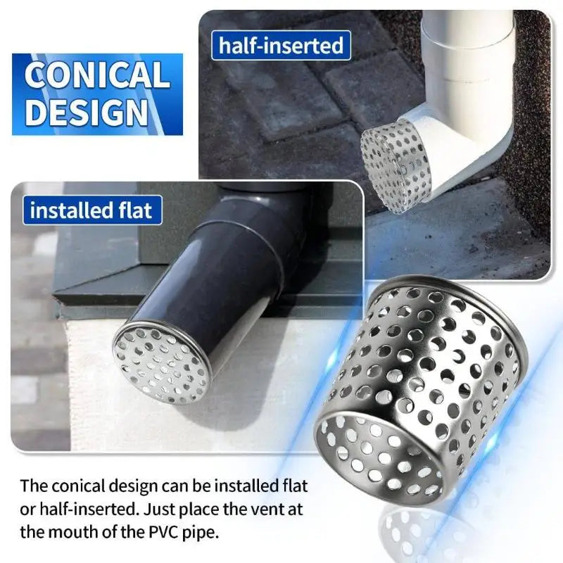 50mm Stainless Steel Drain Cover Insert Filter & PVC Pipe Cap