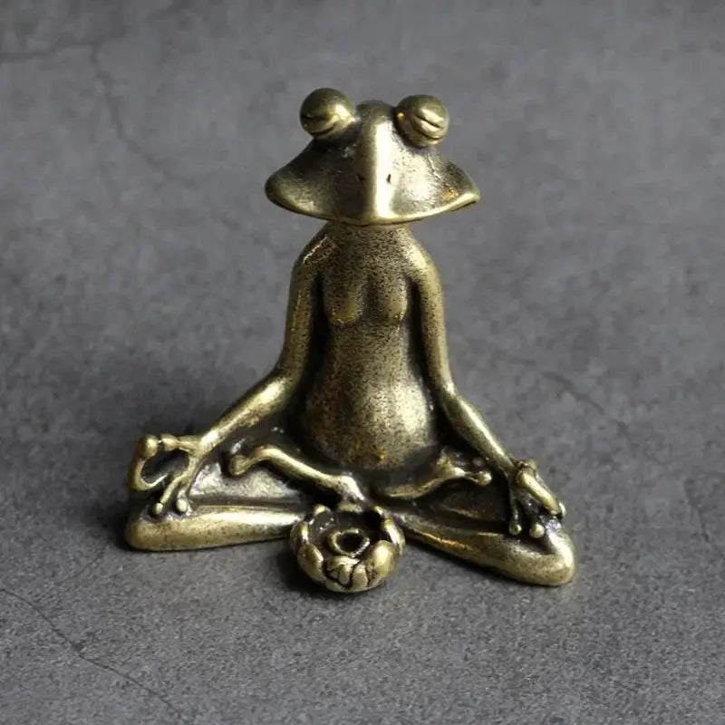 Brass Frog Zen Buddhist Statue Incense Burner & Tea Pet Décor