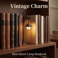 Vintage Metal Bookend Lantern with Warm LED Night Light