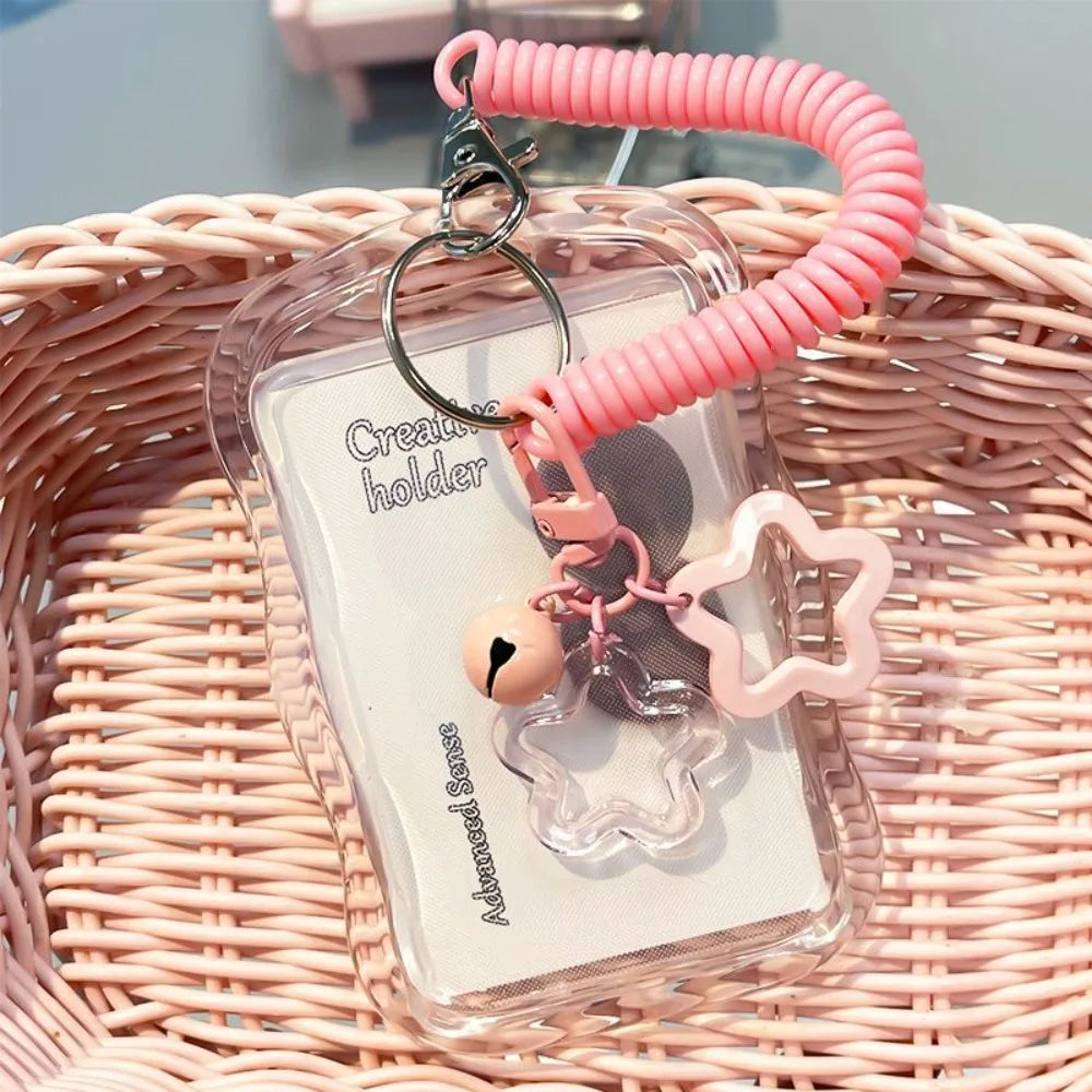 Silicone Kpop Photocard Holder Star Keychain Sliding Cover