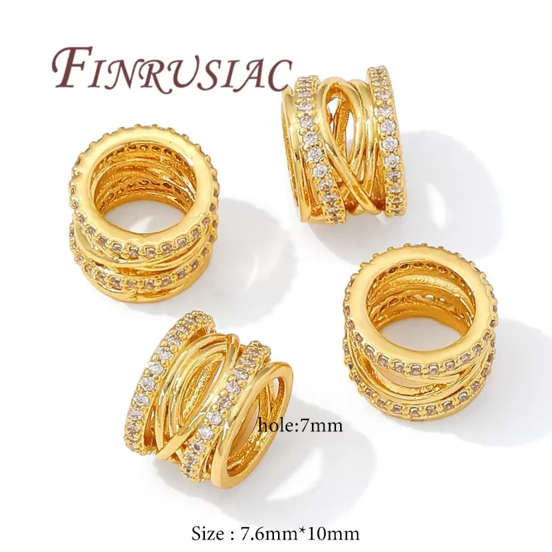 18K Gold Plated Zircon Flower Beads – DIY Jewelry Making