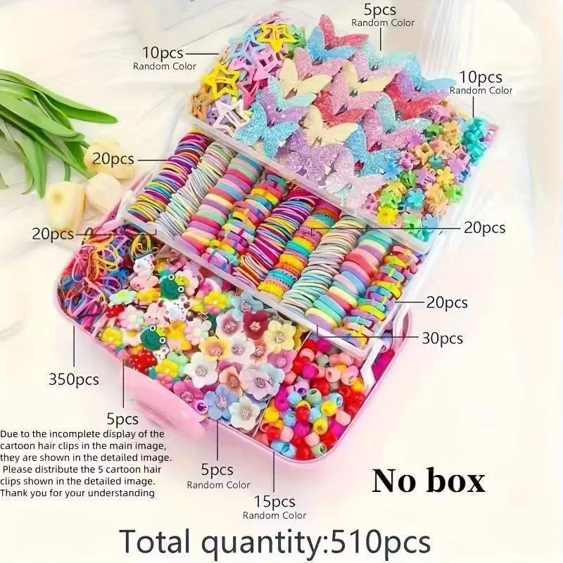 881Pcs Kids Hair Accessories – Clips, Ties & Scrunchies Set