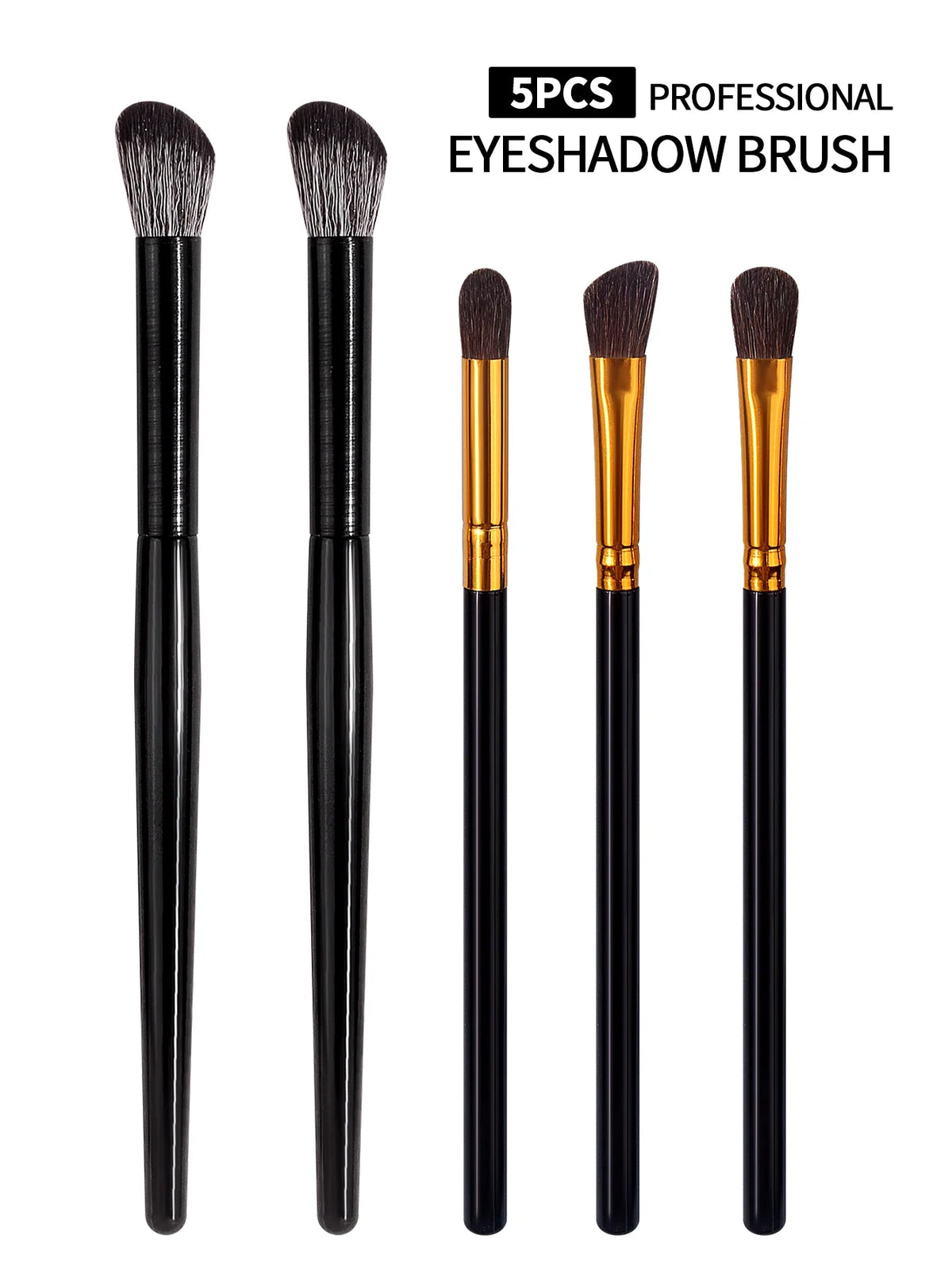 5-Piece Professional Eyeshadow Brush Set – Black Gold Handle