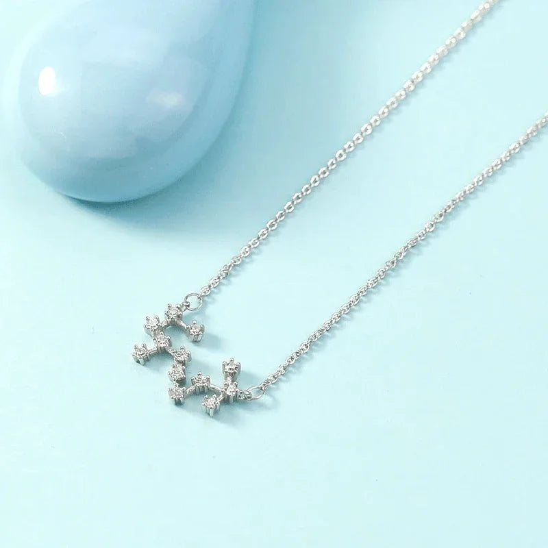 Zodiac Symbol Pendant Necklace – Minimalist Silver Collarbone