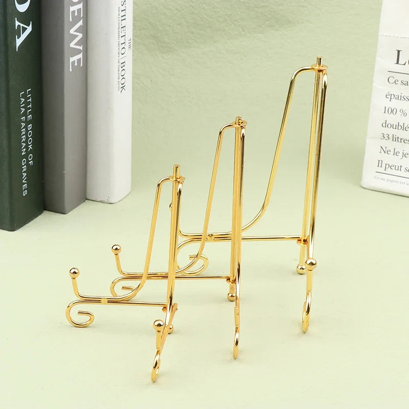 Gold Iron Display Stand Easel for Photos, Plates & Books