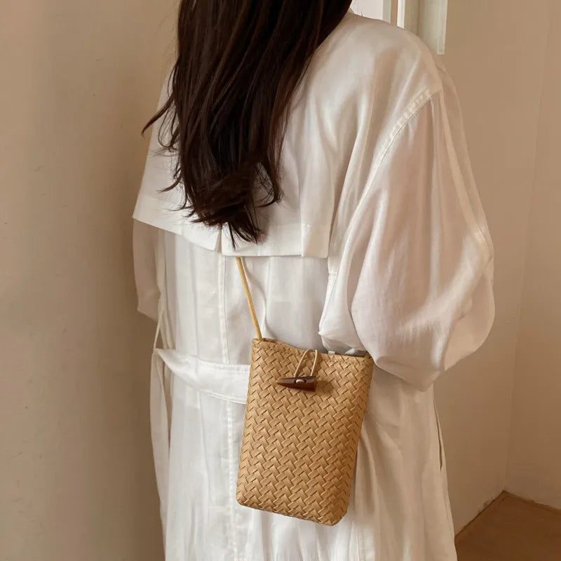Woven Mini Shoulder Phone Bag for Women | Nixie Bucket Bag
