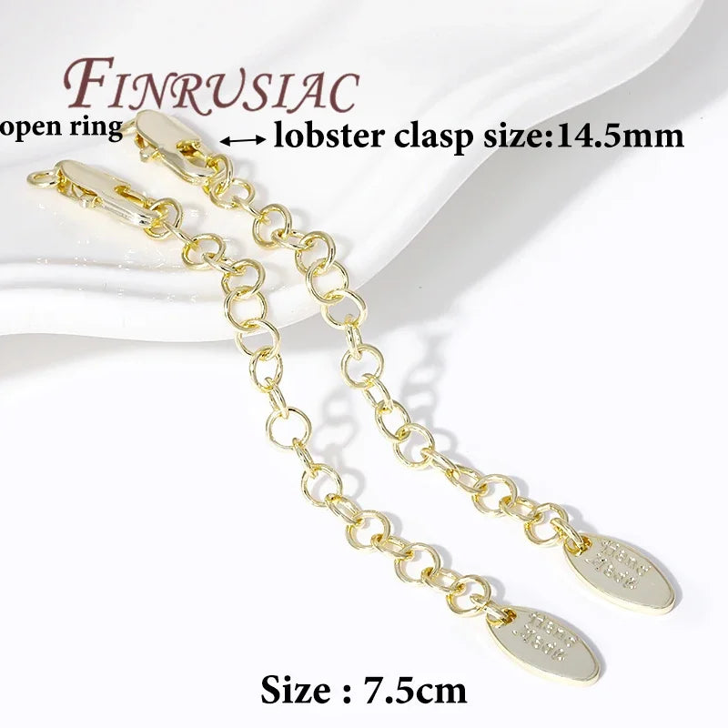 18K Gold Plated Extension Tail Chains with Lobster Clasps – 5 Pack
