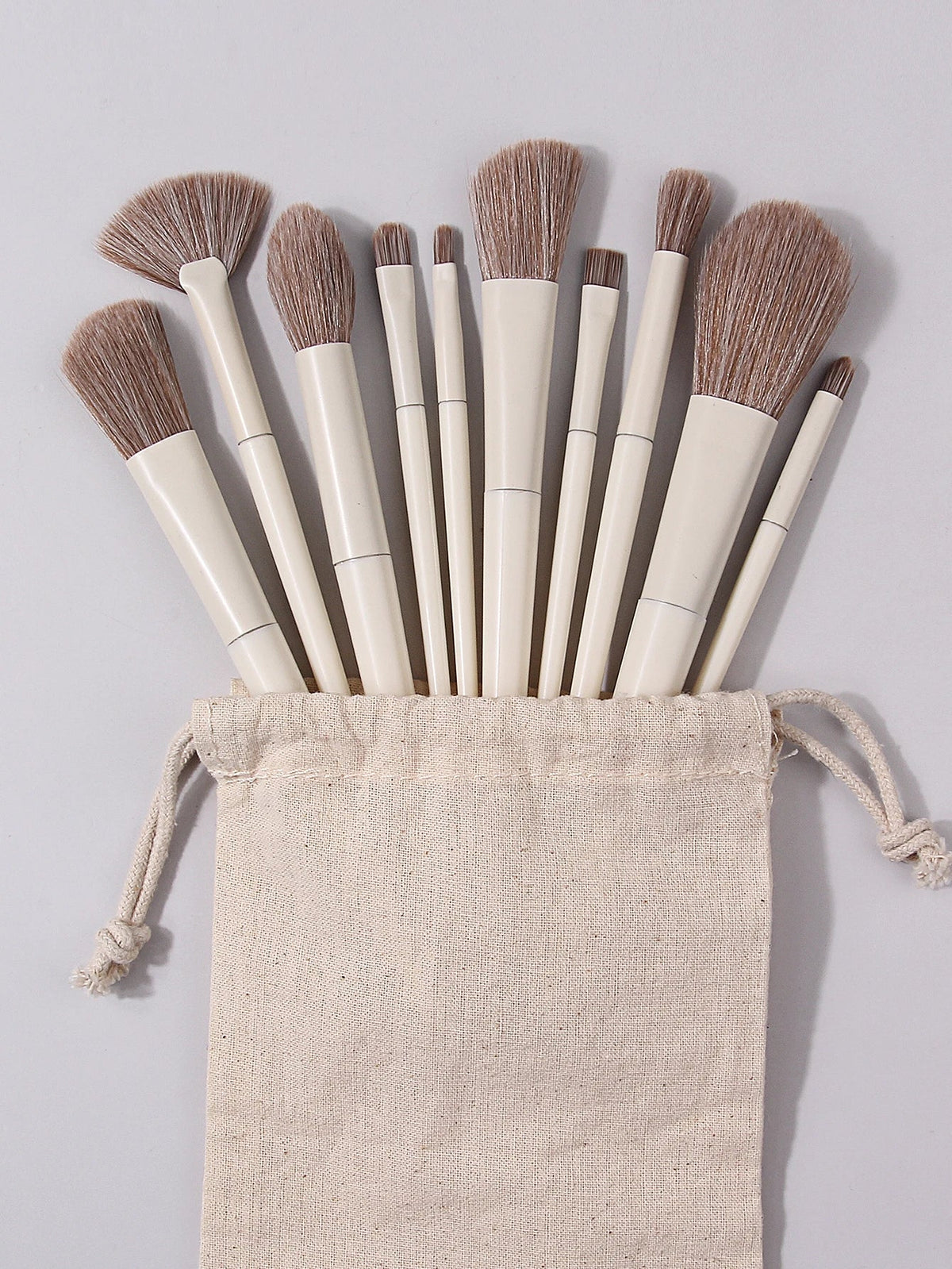 10-Piece Synthetic Makeup Brush Set with Powder Puff