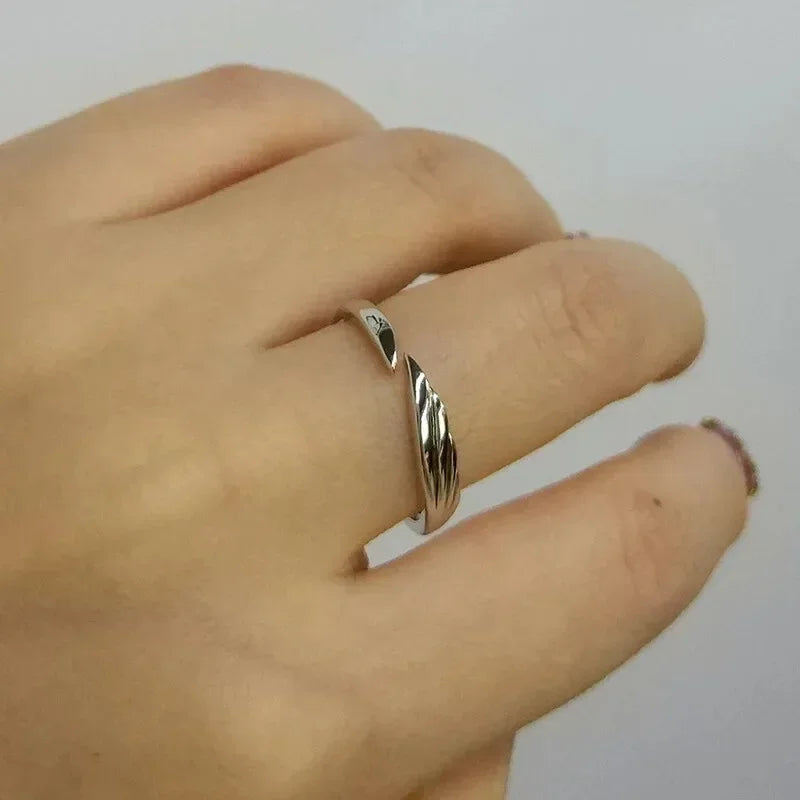 2pcs Angel & Devil Couple Rings Black White Unisex Set