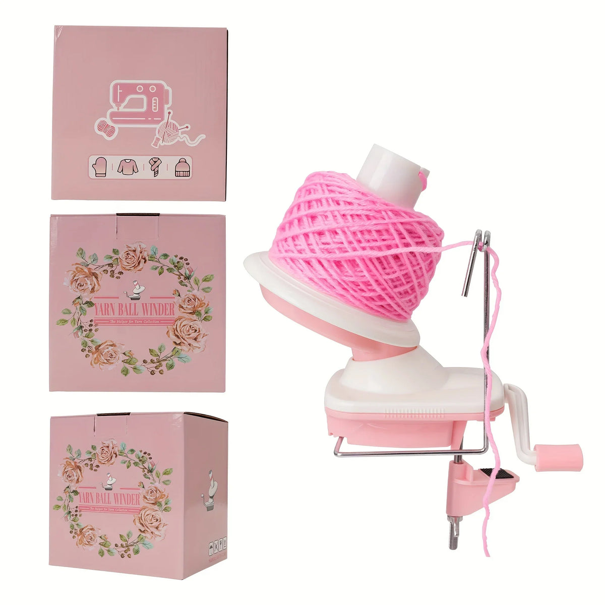 Hand Crank Yarn Ball Winder – Pink & Purple Knitting Tool