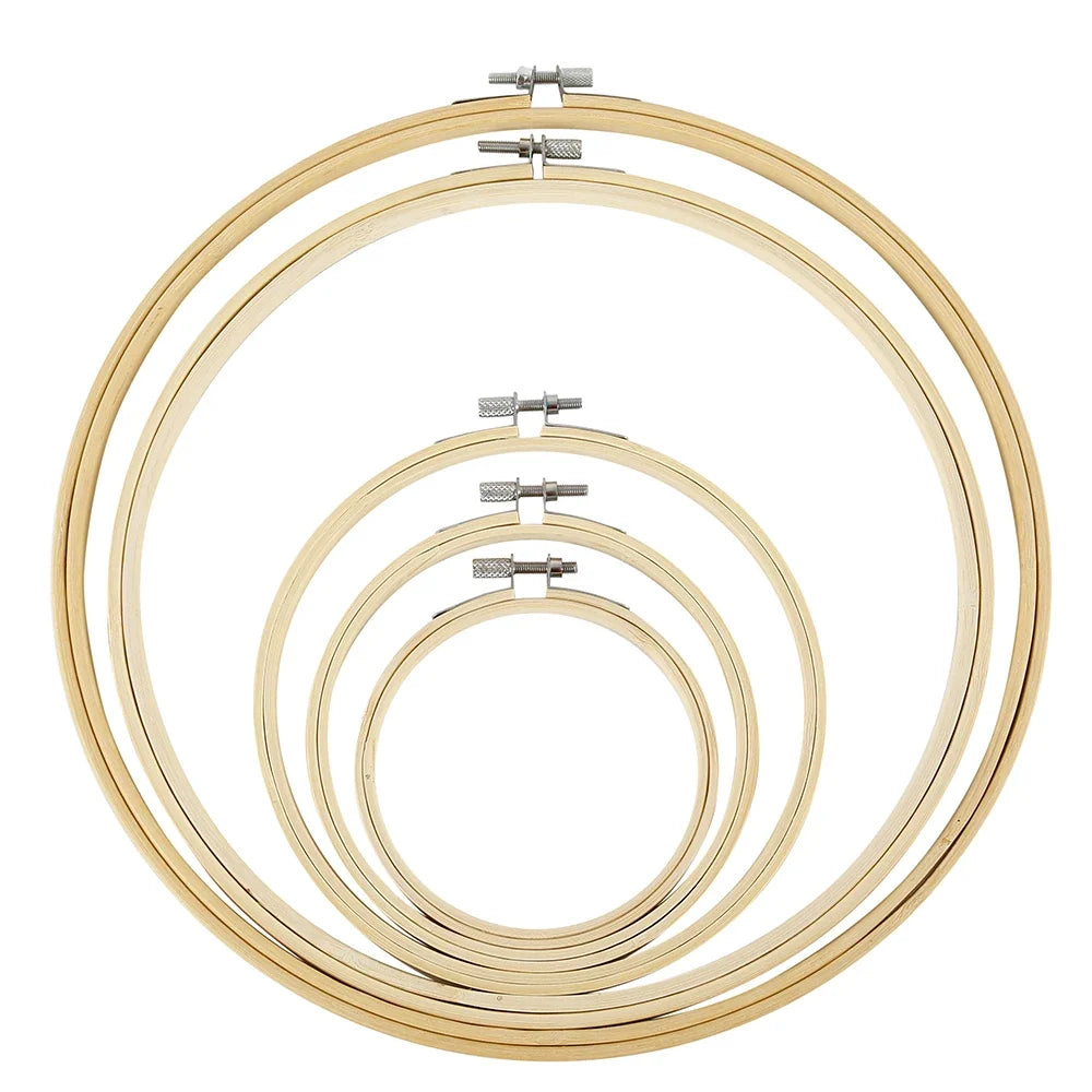 5pcs Wooden Embroidery Hoops Set 13–30cm | Cross Stitch DIY