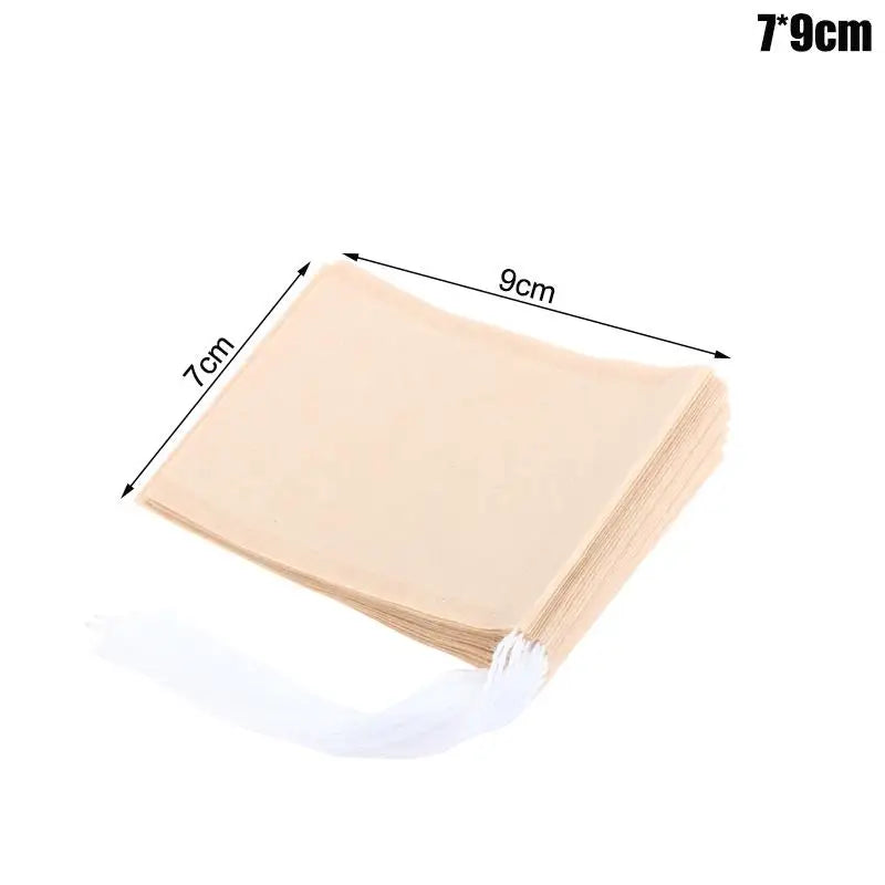 100 Pcs Natural Drawstring Tea Filter Bags – Wood Pulp Sachets