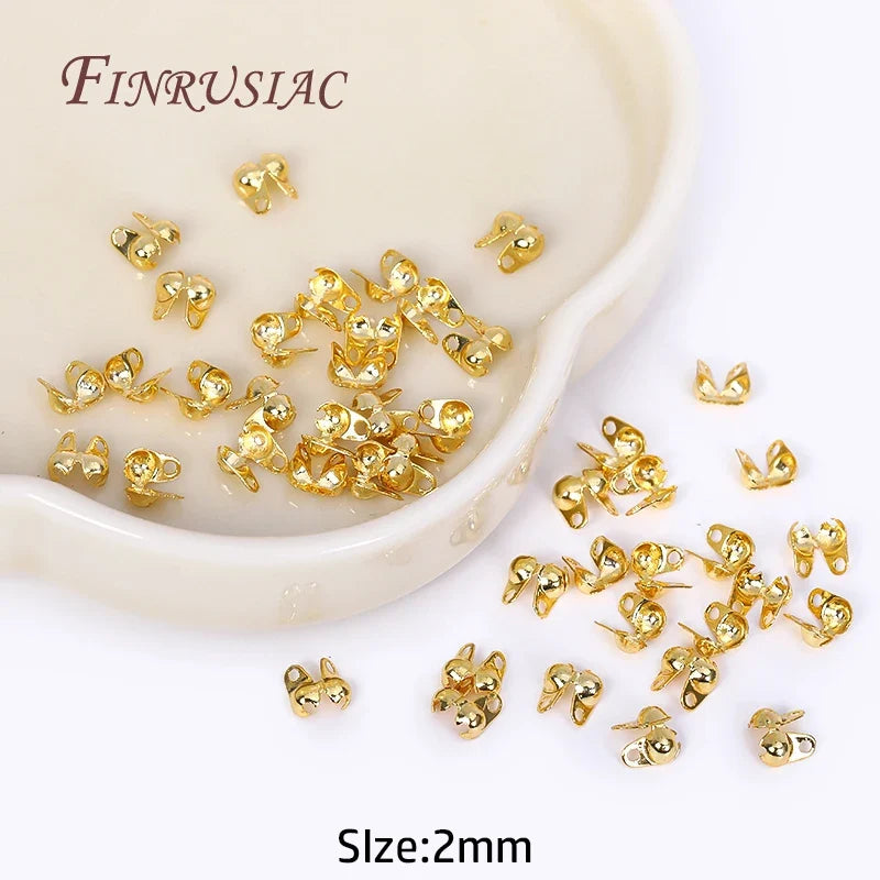 18K Gold Plated Ball Chain End Connectors & Crimp Bead Tips
