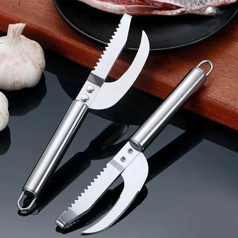 2-in-1 Stainless Steel Fish Scaler & Cutter Kitchen Tool