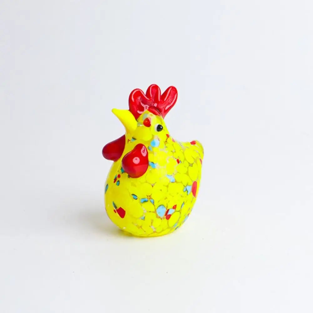 Hand Blown Glass Chicken Figurine – Colorful Miniature Decor