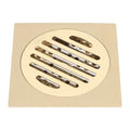 Brass Square Shower Floor Drain Removable Strainer – Gold Finish