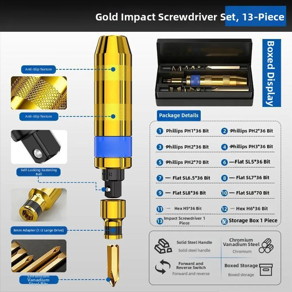 Impact Screw Extractor Screwdriver Set | Stripped Fastener Remover
