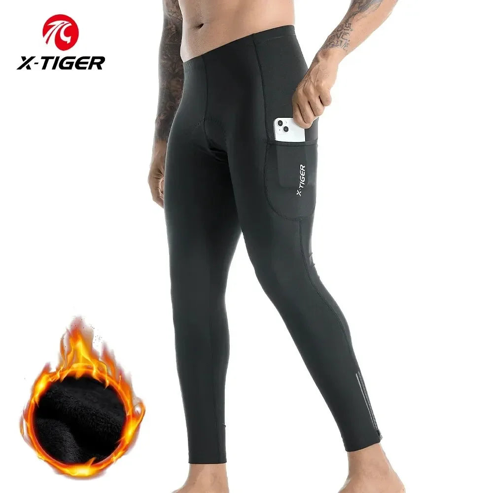X-TIGER Men's Winter Cycling Pants 5D Gel Padded Fleece MTB