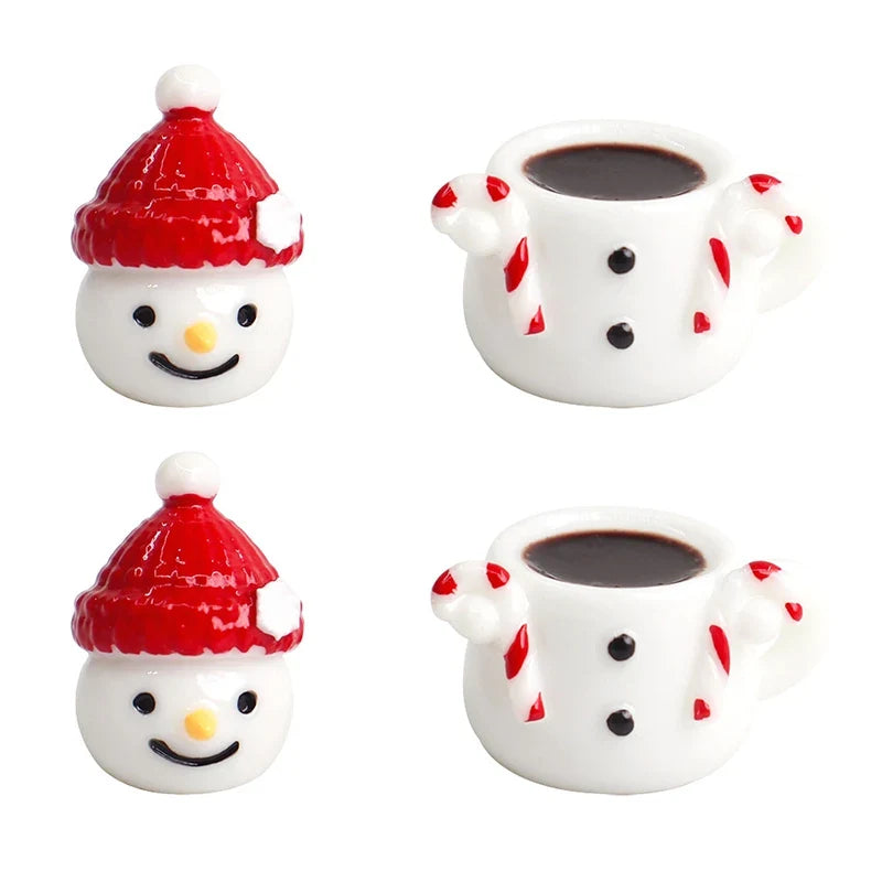 Mini Snowman Teacup Decoration – Miniature Christmas Resin Scene Set