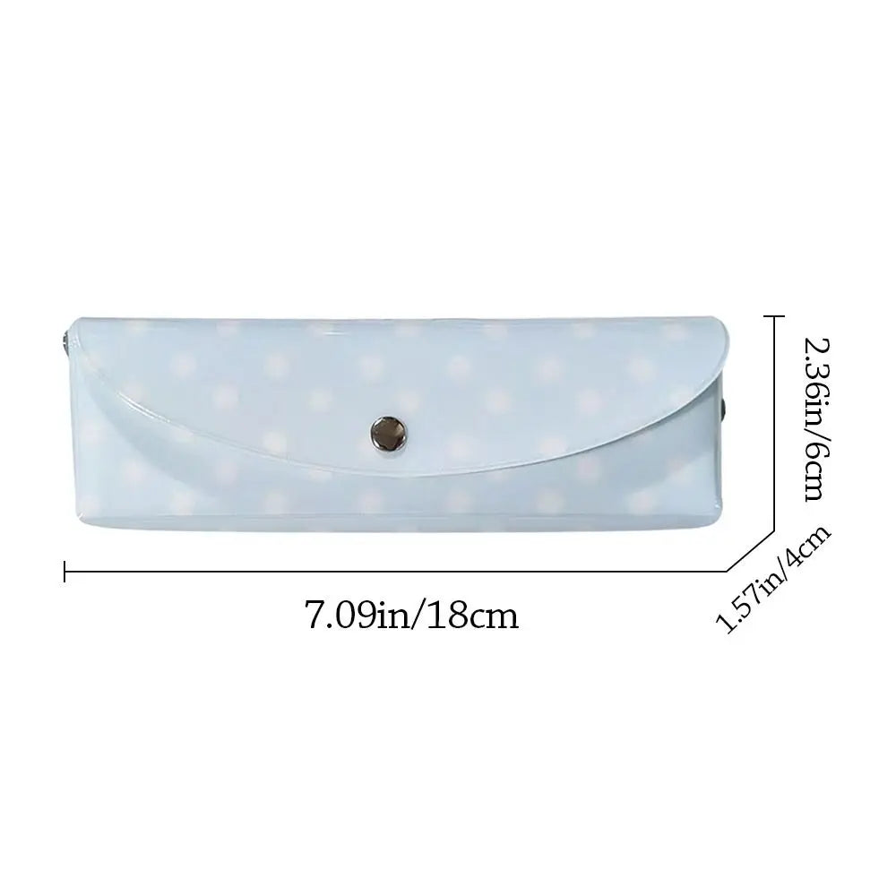 PVC Polka Dot Pencil Case Snap-Button Pen Pouch School Office