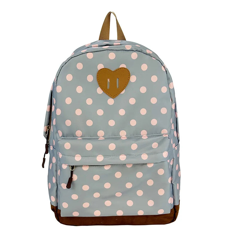Cute Polka Dot Backpack Teen Girls School Travel Rucksack