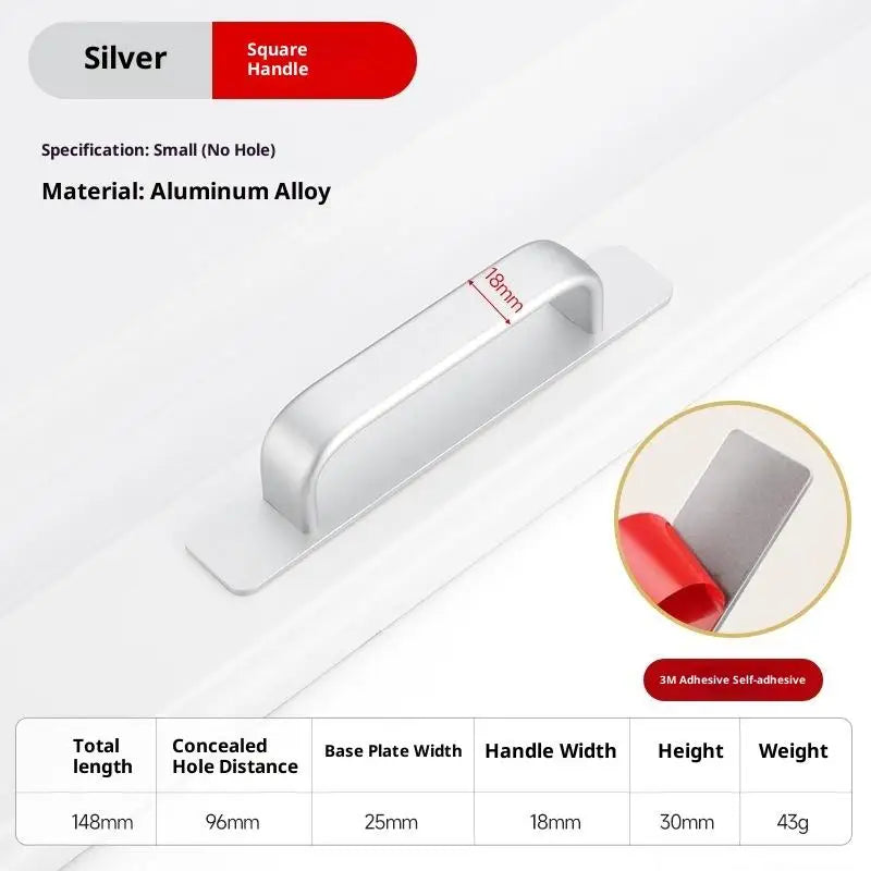 Drill-Free Aluminum Adhesive Door Handle for Sliding Doors & Drawers