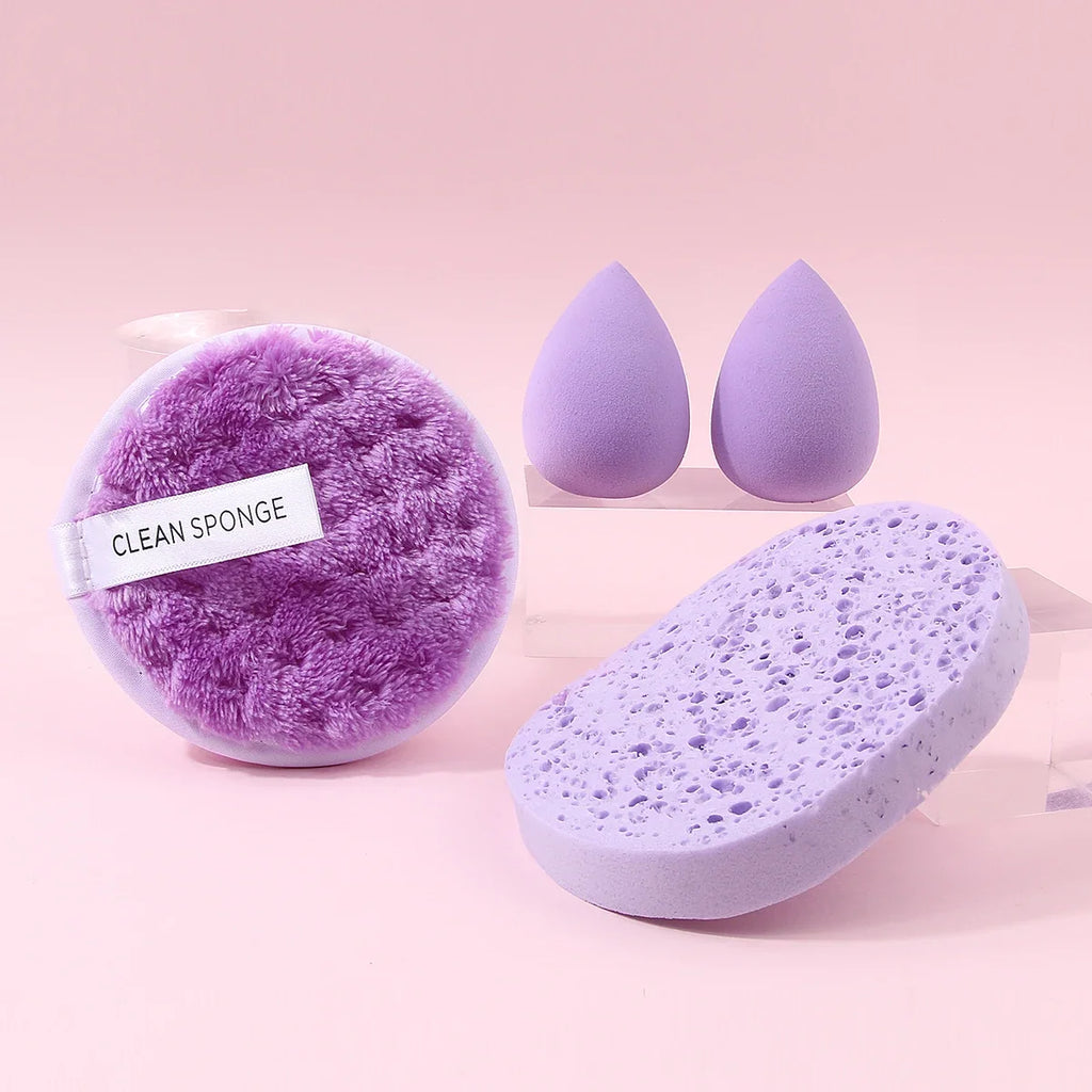 4-Piece Makeup Sponge Set – Beauty Eggs, Cleansing & Remover Pad