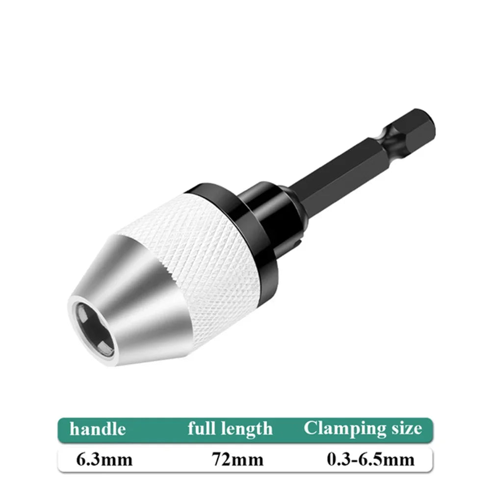 Mini Keyless Drill Chuck 1/4" Hex Shank Quick Change Adapter