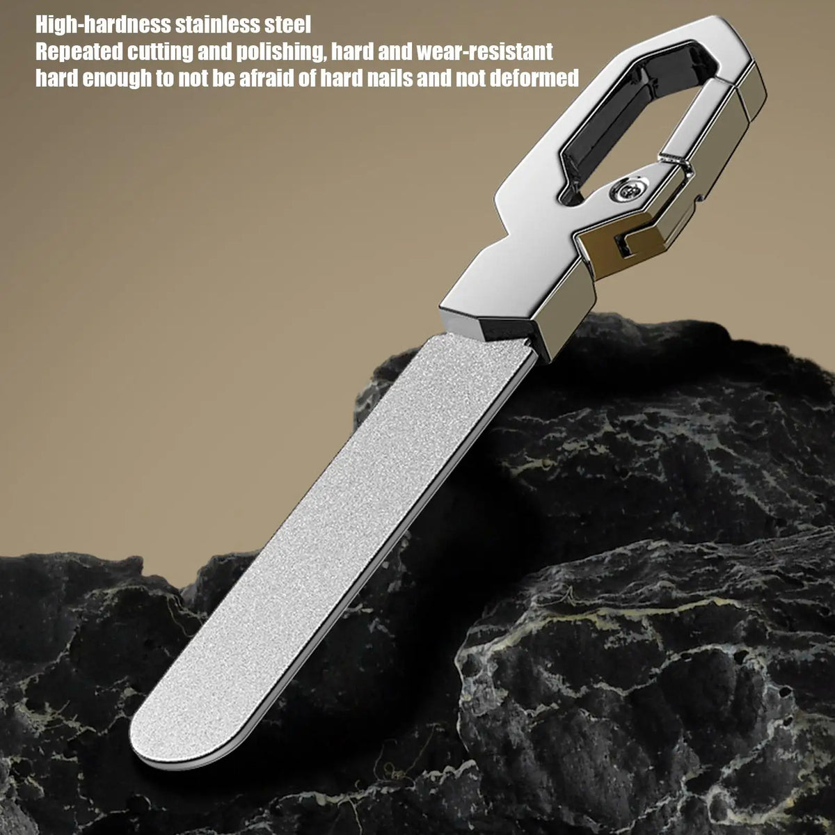 Stainless Steel Double-Sided Metal Nail File with Keychain