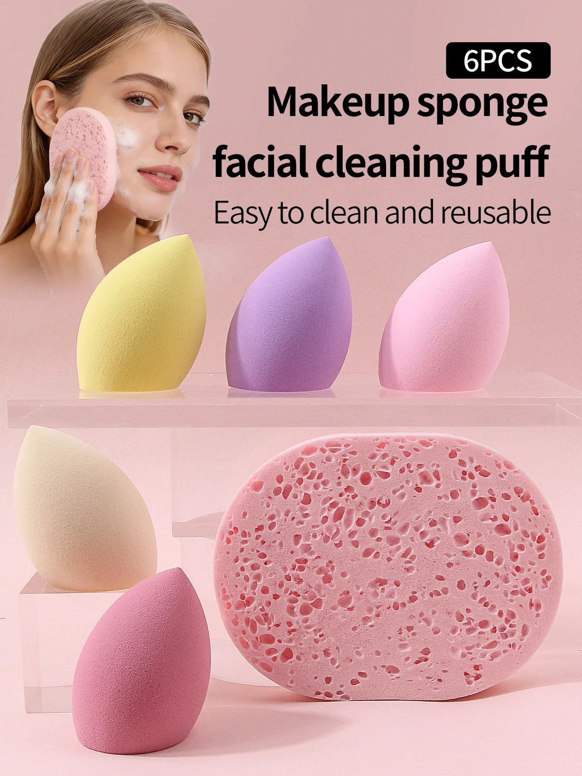 6pc Makeup Sponge Set – Slanted Beauty Blender Puffs | Nixie