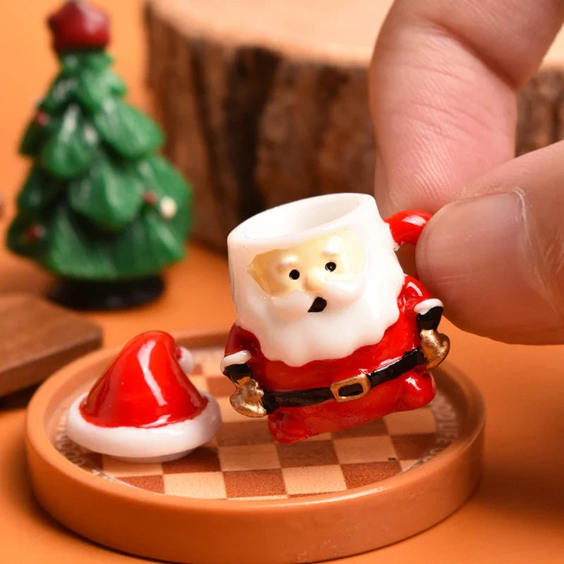 Mini Santa Claus Teacup Resin Christmas Miniature Decoration