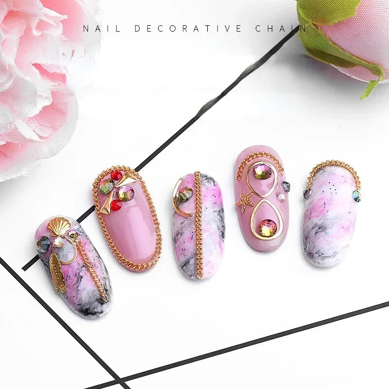 3D Metal Chain Tassel Nail Art Decorations – 6-Grid Pack