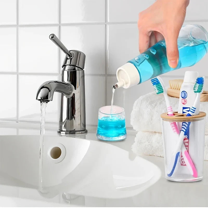 Refillable Glass Mouthwash Dispenser with Lid – 5 & 8.8 oz