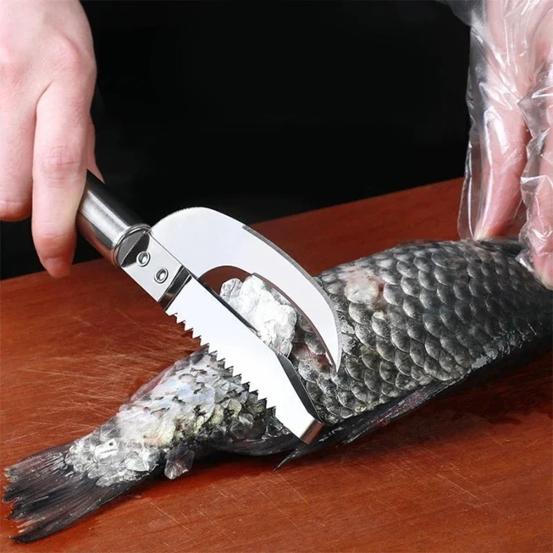 2-in-1 Stainless Steel Fish Scaler & Cutter Kitchen Tool