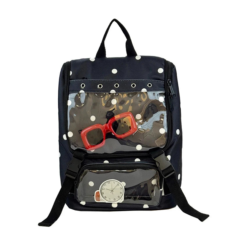 Polka Dot Star Transparent Backpack – Cute Lightweight Women's Bag