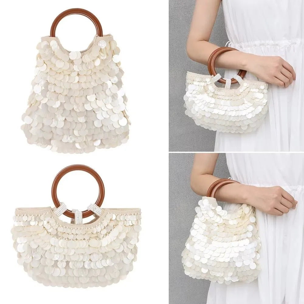 Woven Seashell Crossbody Bag | Beaded Mermaid Style Purse