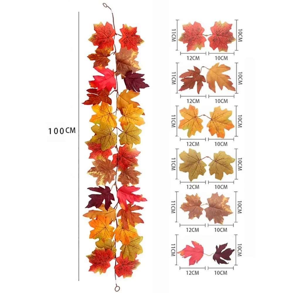 Autumn Artificial Maple Leaf Garland with Mini Pumpkins