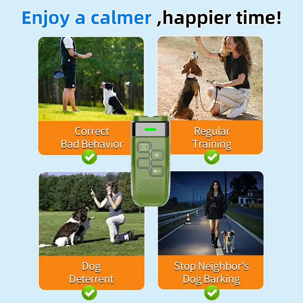 Ultrasonic Dog Training Device | USB Rechargeable + LED Torch