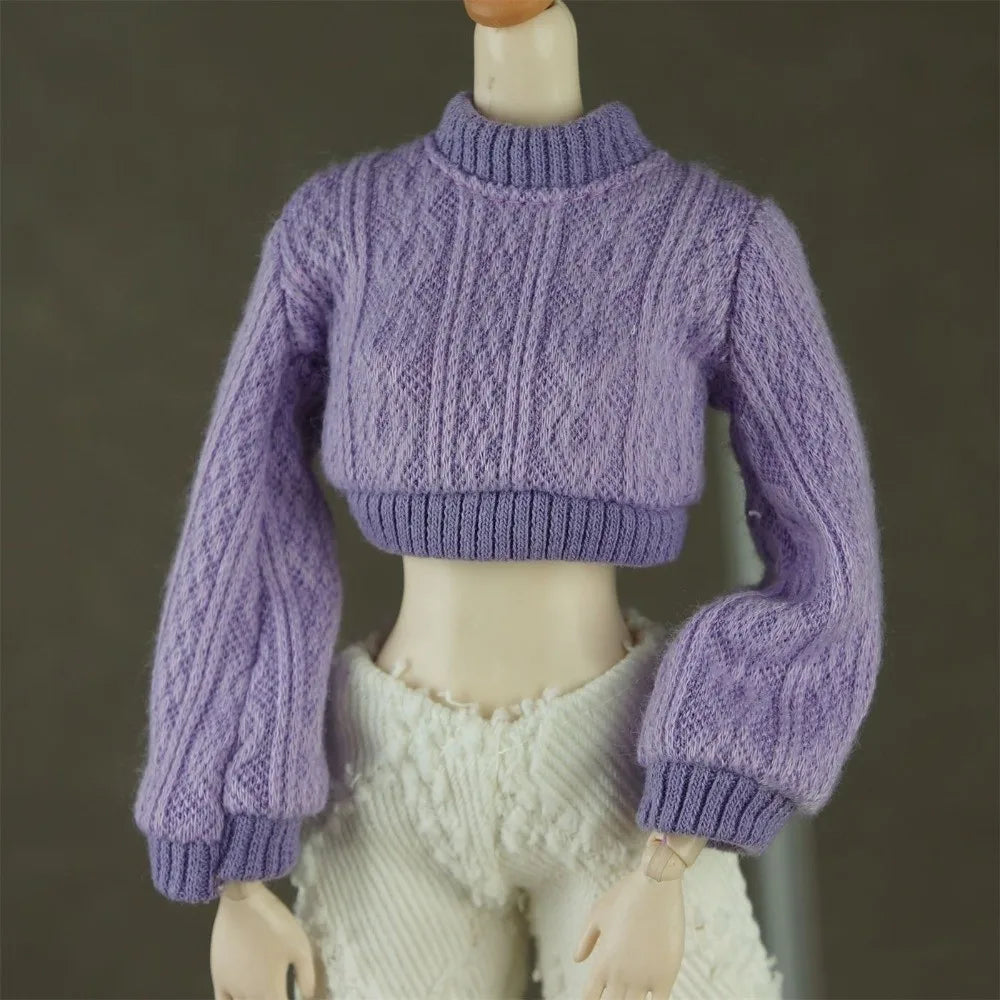 Handmade Knitted Doll Sweater Multicolor Top for 1/6 Dolls