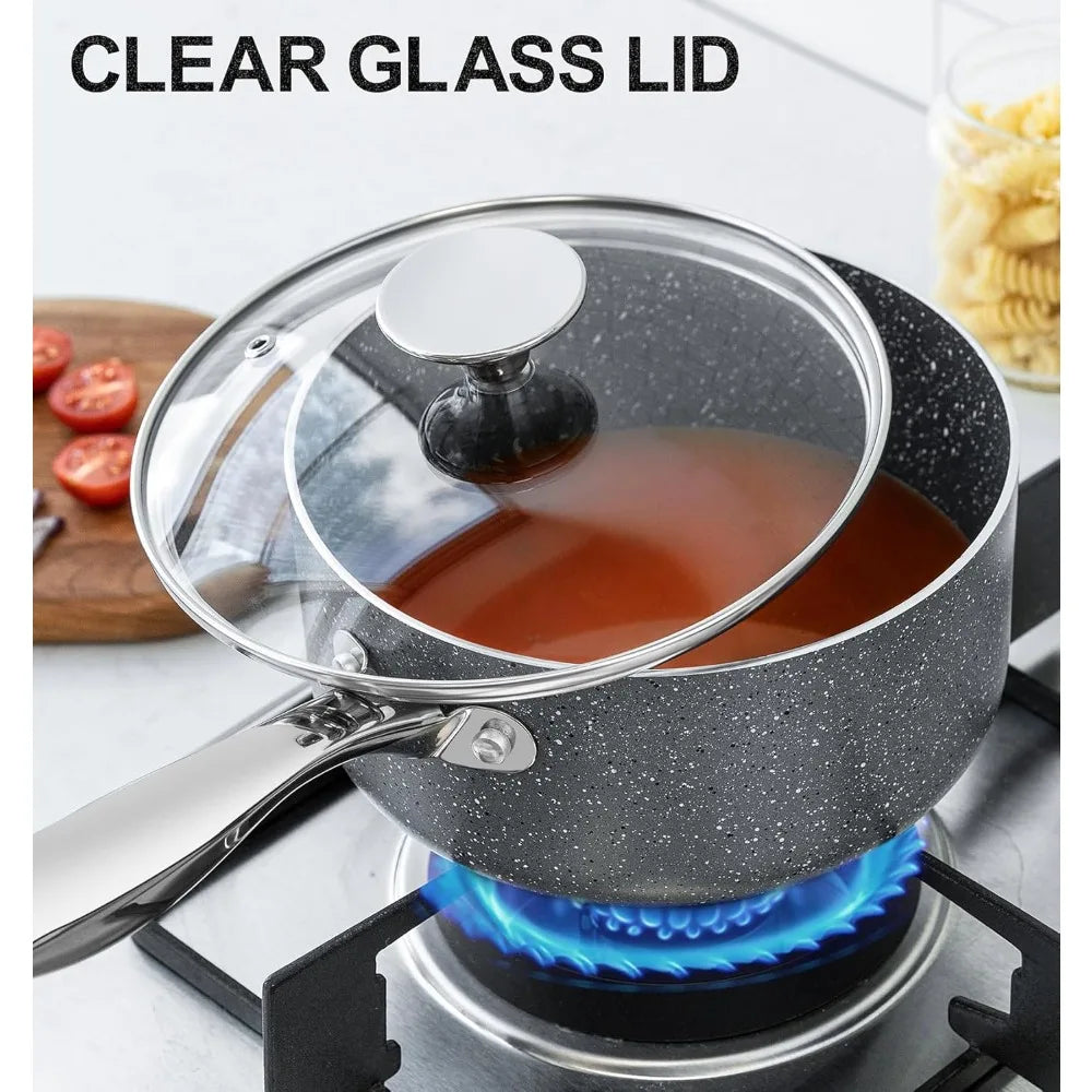 MICHELANGELO 3-Piece Granite Non-Stick Pot Set – Induction Ready